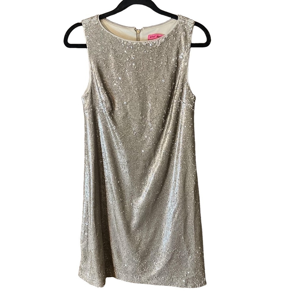 Betsey Johnson Women’s Sequin Metallic Holiday Cocktail Lined Party Dress Sz 6